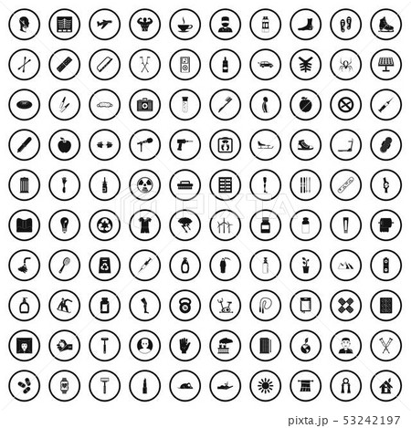 100 health condition icons set, simple style 100 health condition icons set, simple style 53242197