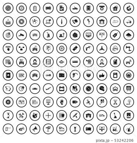 100 maintenance icons set, simple style 53242206