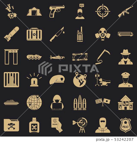 Antiterrorist organization icons set, simple style 53242207
