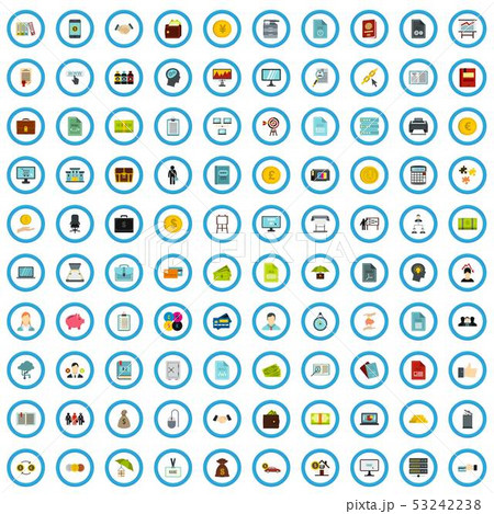 100 company document icons set, flat style 53242238