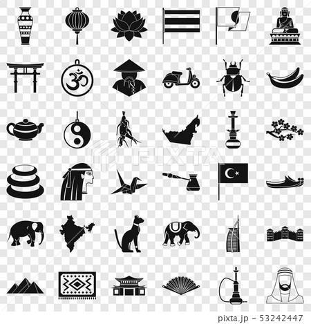Asian things icons set, simple style Asian things icons set, simple style 53242447