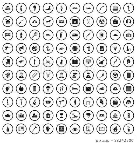 100 help icons set, simple style 53242500