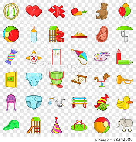 Children toy icons set, cartoon style Children toy icons set, cartoon style 53242600