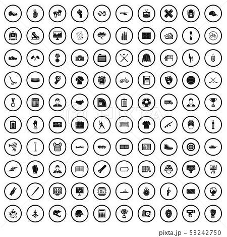 100 mens team icons set, simple style 100 mens team icons set, simple style 53242750