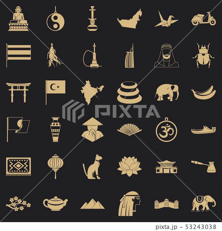 Asian things icons set, simple style Asian things icons set, simple style 53243038