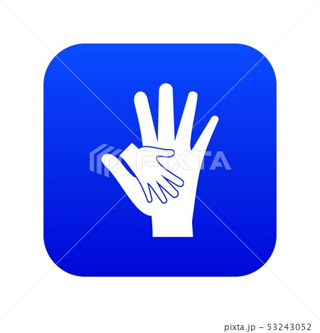 Baby and mother hand icon digital blue Baby and mother hand icon digital blue 53243052