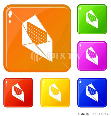 Open envelope icons set vector color Open envelope icons set vector color 53243065