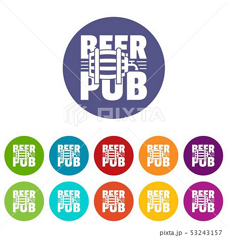 Beer pub icons set vector color 53243157