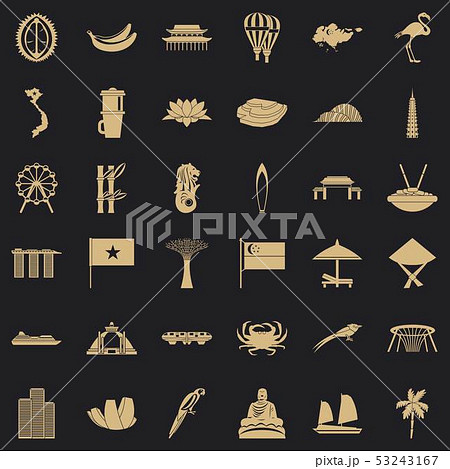 Singapore icons set, simple style Singapore icons set, simple style 53243167