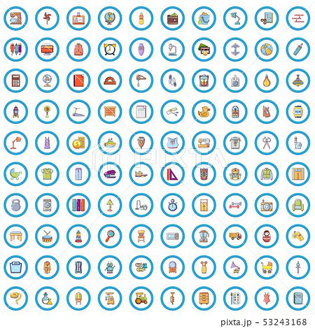 100 consumer goods icons set, cartoon style 100 consumer goods icons set, cartoon style 53243168