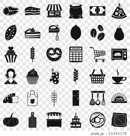 Bakery icons set, simple style Bakery icons set, simple style 53243170
