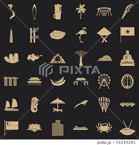 Asian country icons set, simple style Asian country icons set, simple style 53243261