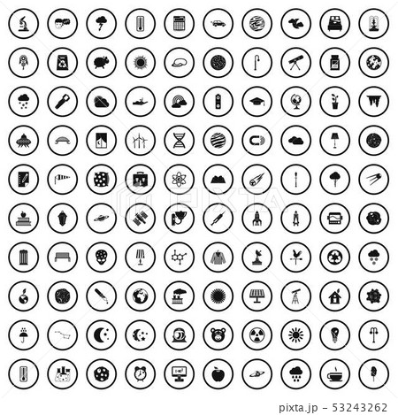 100 moon icons set, simple style 53243262