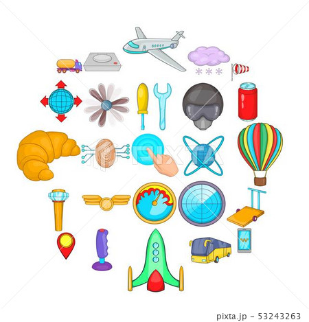 Balloonist icons set, cartoon style Balloonist icons set, cartoon style 53243263