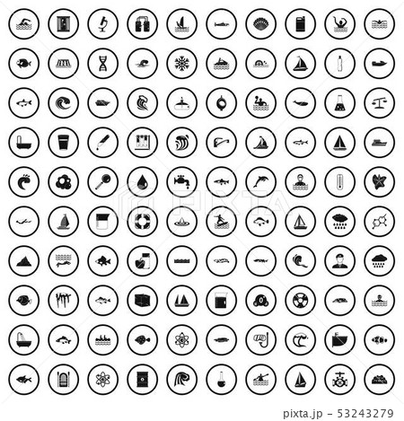 100 hydrology icons set, simple style 53243279