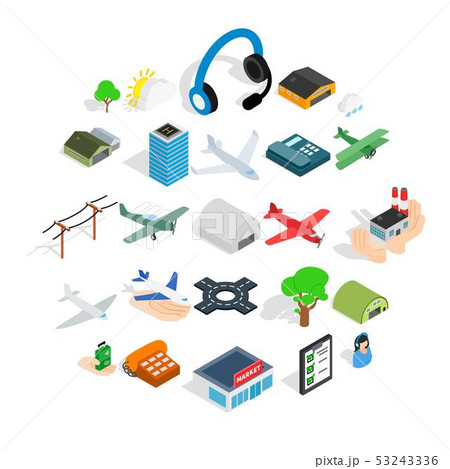Arrival icons set, isometric style 53243336