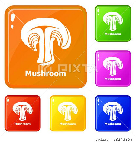 Mushroom icons set vector color 53243355