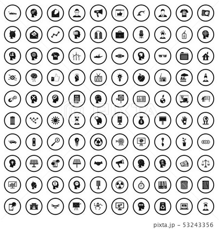 100 idea icons set, simple style 53243356