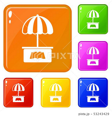 City stall icons set vector color City stall icons set vector color 53243429