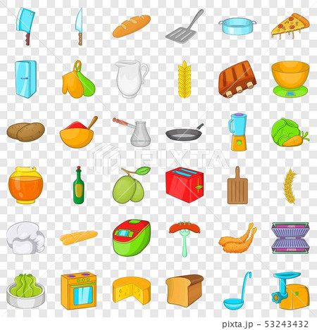 Cooking icons set, cartoon style 53243432