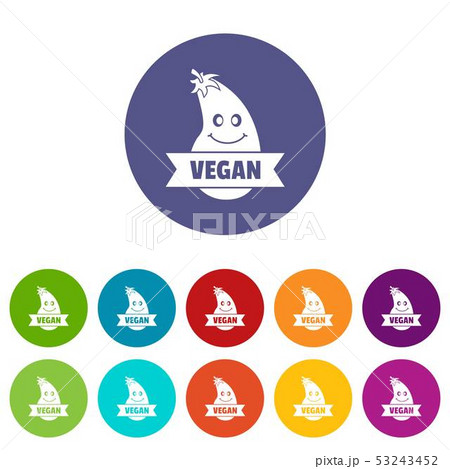 Natural eggplant icons set vector color 53243452
