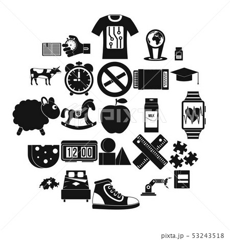 Alarm icons set, simple style Alarm icons set, simple style 53243518