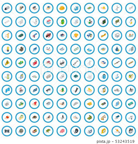 100 corporation icons set, isometric 3d style 53243519