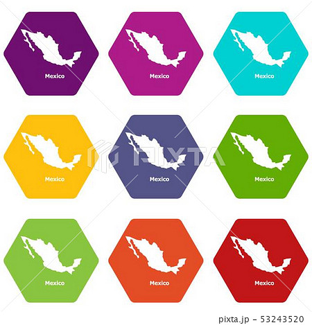 Mexico map icons set 9 vector Mexico map icons set 9 vector 53243520
