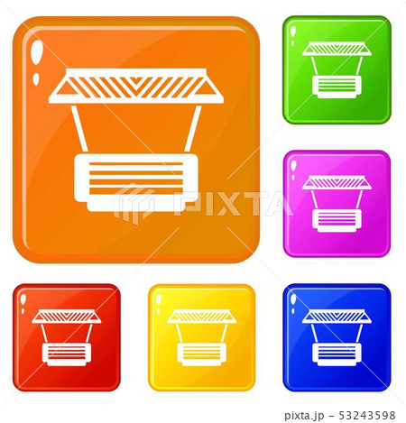 Modern stall icons set vector color 53243598