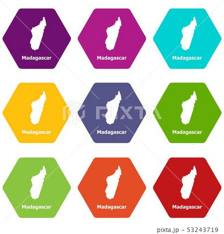 Madagascar map icons set 9 vector Madagascar map icons set 9 vector 53243719
