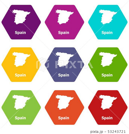 Spain map icons set 9 vector Spain map icons set 9 vector 53243721