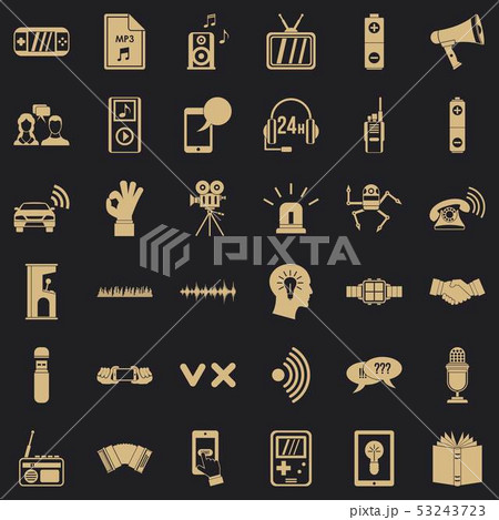 Audioplayer icons set, simple style Audioplayer icons set, simple style 53243723
