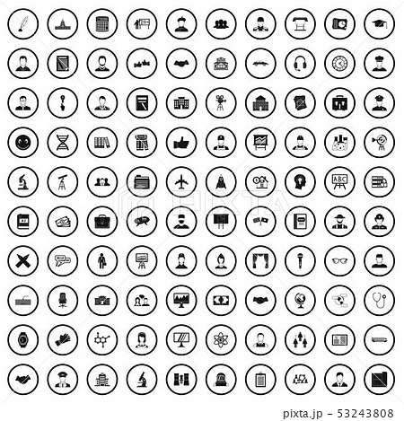 100 intelligent icons set, simple style 100 intelligent icons set, simple style 53243808