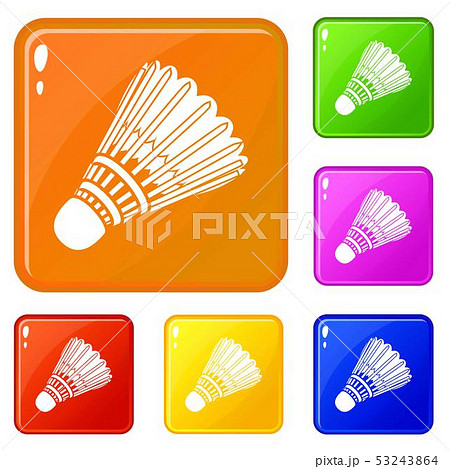 Badminton Icons Set Vector Colorのイラスト素材