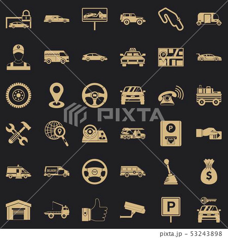 Auto icons set, simple style 53243898