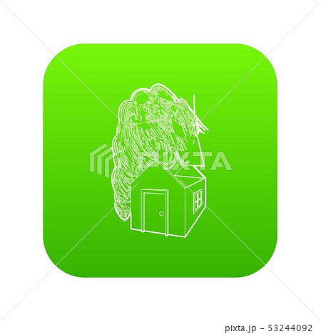 House destroyed by hurricane icon green vectorのイラスト素材 [53244092] - PIXTA