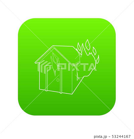 House on fire icon green vector 53244167