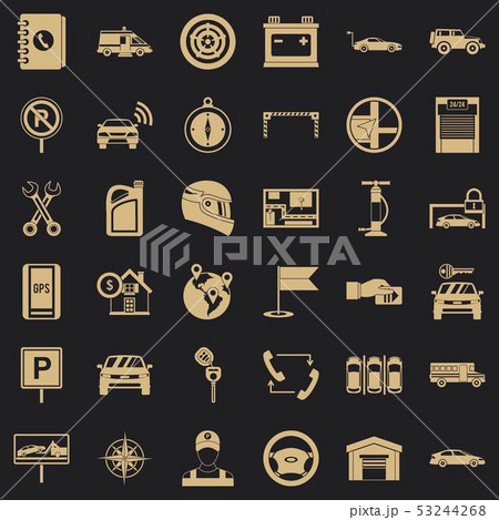 Garage For Car Icons Set Simple Styleのイラスト素材