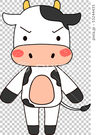 動物 乳牛 かわいい 全身 キャラクター 反応 ポーズ 表情 イラストのイラスト素材