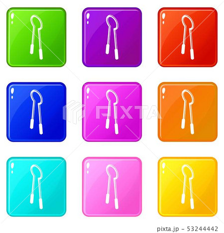 Clamping mites icons set 9 color collection 53244442
