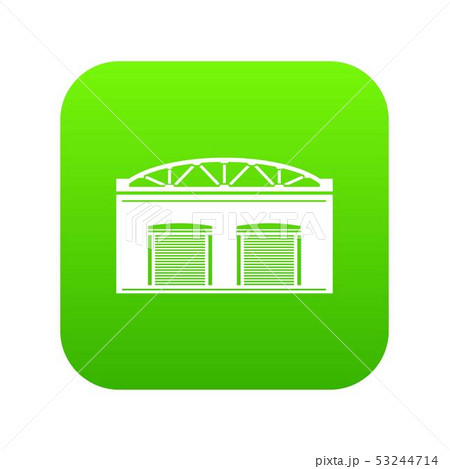 Warehouse factory icon green vector 53244714