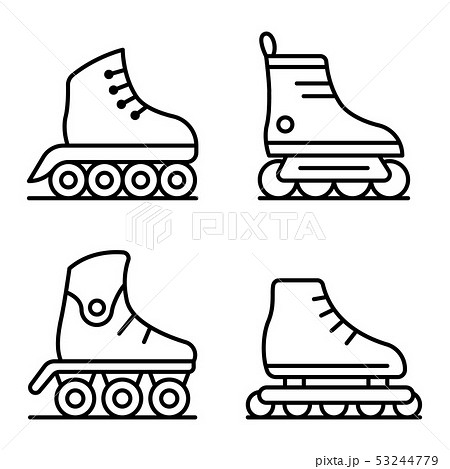 Inline skates icons set, outline style 53244779