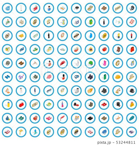 100 clothing and accessories icons set 53244811