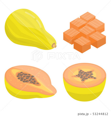 Papaya icons set, isometric style 53244812