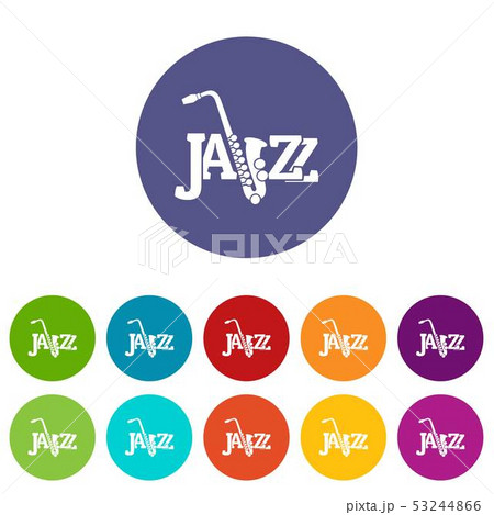 Saxophone icons set vector color 53244866
