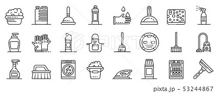 Cleaner equipment icons set, outline style Cleaner equipment icons set, outline style 53244867