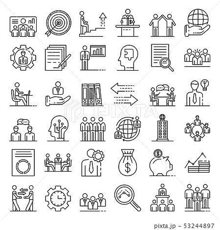 Corporate governance icons set, outline style 53244897
