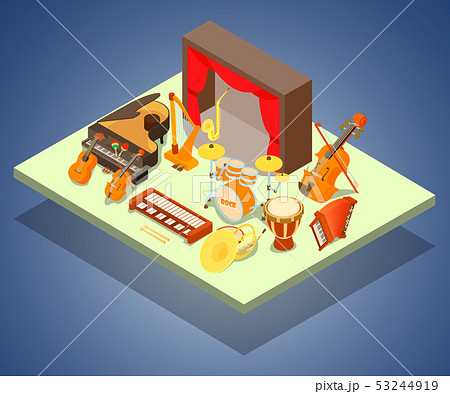Philharmonic concept banner, isometric style 53244919