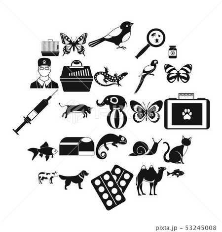 Vet clinic icons set, simple style 53245008