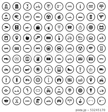 100 parking icons set, simple style 100 parking icons set, simple style 53245170